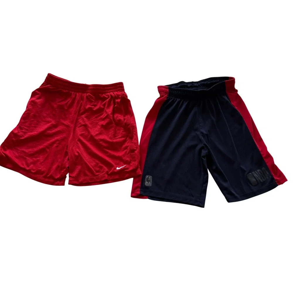 Nike NBA Basketball Shorts Kids M 10-12 Red Navy Blue Athletic Mesh Bundle